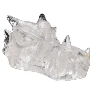 100% Natural Quartz Rock Crystal Carved Crystal Dragon Skull