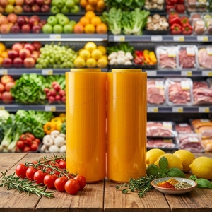 Alimentos en PVC personnalisé haute ténacité de qualité alimentaire 10mic sur un rouleau de <span class=keywords><strong>film</strong></span> étirable élastique pour légumes <span class=keywords><strong>et</strong></span> fraises - Product Image 1