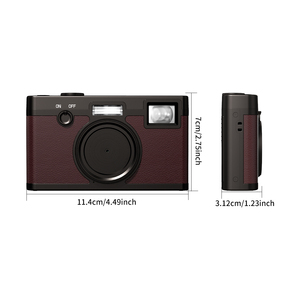 Appareil photo numérique rétro en cuir rouge-brun, style film, avec flash intégré, idéal pour les photos de rue ambiance et les voyages décontractés - Product Image 5