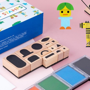 Drôle DIY Dessin Forme Jouet Éducatif Maternelle <span class=keywords><strong>Montessori</strong></span> Coloré <span class=keywords><strong>Timbres</strong></span> en Bois pour Enfants Cadeau - Product Image 1