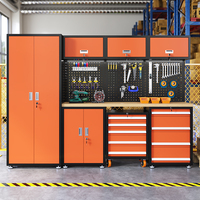 Ensemble d'armoires à outils modulaires robustes pour atelier, poste de travail en acier pour garage avec panneau perforé, tiroirs et armoires murales pour la réparation automobile