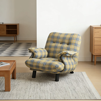 Fauteuil de salon en velours côtelé à carreaux, capitonné, rembourré et confortable, pour la maison, le salon