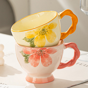 Magnifique <span class=keywords><strong>tasse</strong></span> en céramique avec anse, résistante aux hautes températures, style pastoral, grande capacité, pour le petit-déjeuner, idéale pour les fêtes et les cadeaux de pendaison de crémaillère - Product Image 4