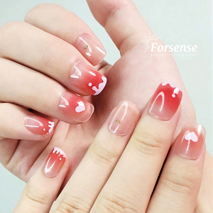 Produttore all'ingrosso piccola stampa rossa sulle <span class=keywords><strong>unghie</strong></span> con adesivo en gros alla rinfusa coreano corto quadrato finto chiodo con colla di gelatina en caja - Product Image 4