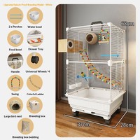 Vente flash : Volière sur mesure blanche pour grands oiseaux, grande cage sur roues, en fer, écologique, de luxe, avec système bungee, pour perroquets