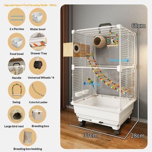 Gaiola Grande de Luxo para Pássaros, Branca, Personalizada, com Rodas, para Exterior, em Ferro Ecológico, para Papagaios - Oferta Imperdível - Product Image 6