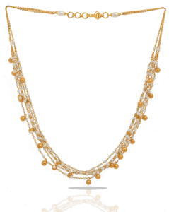 สร้อยคอลูกปัดมุกสีทองละเอียด22K สำหรับผู้หญิงหรูหราสร้อยคอทองคำแท้หลายชั้นทำด้วยมือเครื่องประดับสำหรับเจ้าสาวและงานปาร์ตี้ - Product Image 2