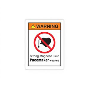 Advertencia: Campo Magnético Fuerte, Prohibido el Uso de Marcapasos, Señal de Peligro Magnético, Aviso de Seguridad, Área Industrial, Etiqueta Adhesiva Impermeable - Product Image 1
