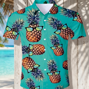 Chemise Hawaïenne Homme Anti-Plis Respirante Séchage Rapide Manches Courtes Imprimé Ananas Impression Numérique Col Rabattu Vacances d'Été - Product Image 6