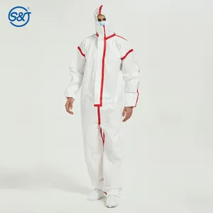 SJ Non woven fabric pp sms protection suit disposable medical coverall for hospital use surgical operations