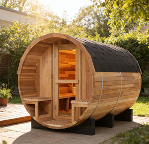 Sauna exterior de madera de cedro rojo canadiense en stock, con calentador ETL de 6000W - Product Image 2