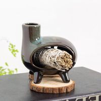 Support brûleur artisanal moderne en céramique pour Palo Santo, émail vert, couleur personnalisable, fabriqué en Chine, porte-bougie, lanternes