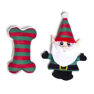 ตุ๊กตาXMAS - MATES-MAGICAL GNOME W/BONE - สีแดง/สีเขียว + OEMไฟฟ้าสัตว์เลี้ยงตุ๊กตาสุนัขของเล่นมินิของเล่นสุนัขตุ๊กตานุ่ม