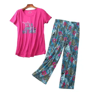 Set pigiama estivo da donna Set di abbigliamento in cotone per indumenti da notte da donna 2 pezzi Set pigiama a maniche corte per donna abbigliamento da casa sottile