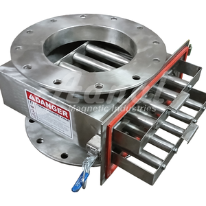 Séparateur magnétique en acier inoxydable avec boîtier à bride, grille amovible et étiquette d'avertissement de danger pour l'élimination du fer industriel - Product Image 5