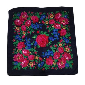 Écharpe traditionnelle pour femmes de 110*110 CM, châle enveloppant, franges, écharpe pour le cou et la tête, écharpe rétro, poncho floral imprimé - Product Image 1