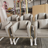Chaise de salon de manucure moderne avec cadre doré en cuir PU, base en forme de U, confortable, éponge haute densité, mobilier de salon de beauté