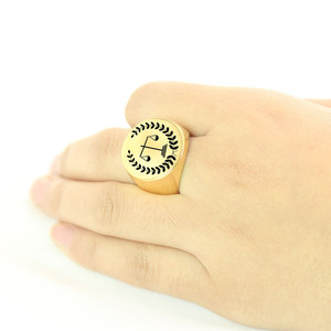 Anillo de acero inoxidable de 22 mm, redondo, grabado con láser, diseño de constelación geométrica con hojas y báscula de equilibrio, regalo de joyería para hombre - Product Image 2