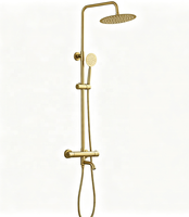 Système de douche thermostatique mural de luxe en laiton avec jet de pluie et jets de massage doux, barre coulissante réglable pour appartement, maison, hôtel