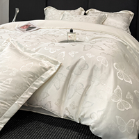 Parure de lit quatre pièces en fibre de lyocell jacquard lavée, style luxe léger, draps en soie glacée ultra-doux, housse de couette, ensemble de literie 4 pièces