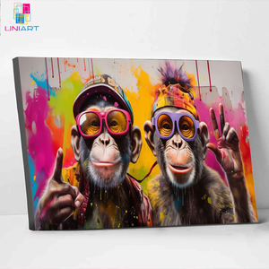 UNIART Street Graffiti Modern Artwork Street <span class=keywords><strong>Art</strong></span> Monkeys Selfie Impression sur toile dans un <span class=keywords><strong>Pop</strong></span> <span class=keywords><strong>Art</strong></span> Poster Prints Canvas Painting Wall <span class=keywords><strong>Art</strong></span> - Product Image 2