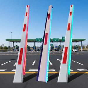 Barrière de signalisation télescopique en alliage d'aluminium rayée rouge et blanche personnalisable de 1 à 6 mètres avec bras remplaçable et lumières LED - Product Image 3