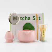 Ensemble d'Outils à Matcha 5 Pièces en Céramique Rétro Écologique Style Dynastie Song Japonaise, Bol à Matcha Design Japandi pour Cérémonie du Thé Domestique
