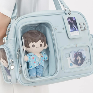 Borsa a Tracolla <span class=keywords><strong>Ita</strong></span> <span class=keywords><strong>Bag</strong></span> Giapponese Cool Star Nera e Rossa con Doppia Finestra per Spille Merch Anime - Product Image 4