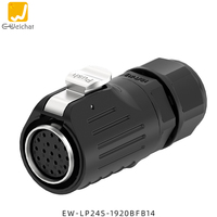 Connecteur étanche robuste E-Weichat M24 en métal, type push-pull, IP67, à souder, pour applications marines et extérieures, 2, 3, 4, 10, 12, 19, 24 broches, 500V