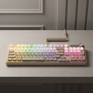 High Appearance IP98 Two Tone Skin Wireless Keyboard Girls Mechanical Feel Portable Office Gaming Keyboard - Product Image 4