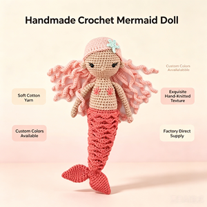 Juguete <span class=keywords><strong>de</strong></span> Peluche Personalizable <span class=keywords><strong>de</strong></span> la Sirenita <span class=keywords><strong>Ariel</strong></span>, <span class=keywords><strong>Muñeca</strong></span> Princesa con Cola Larga Naranja, Juguete Tejido a Mano para Niños - Product Image 5