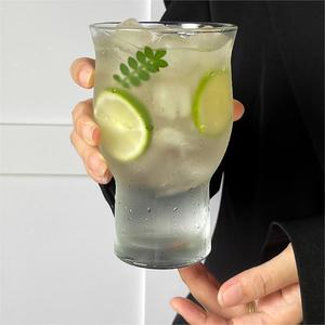 Wide Mouthed Glass Cup With Glacier Patterns For Juice Iced Americano Beer Party Use Transparent Drinkware - Product Image 3