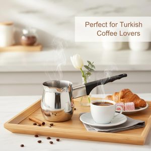 Chauffe-café turc moderne 6oz/12oz/24oz, pot à fondue au beurre, en acier inoxydable à longue poignée, finition miroir, écologique, pour lait - Product Image 2