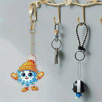 Pendentif porte-clés de peinture diamantée DIY, ornements suspendus pour sapin de Noël, pendentif mosaïque diamantée de dessin animé, décoration de Noël