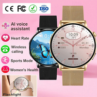 Montre connectée ronde G34 pour femmes, surveillance de la santé, avec certifications CE, FCC, RoHS, étanche IP68, appels Bluetooth, montre connectée sportive pour femmes