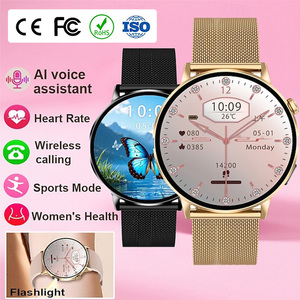 Montre connectée ronde G34 pour femmes, surveillance de la santé, avec certifications CE, FCC, RoHS, étanche IP68, appels Bluetooth, montre connectée sportive pour femmes - Product Image 1