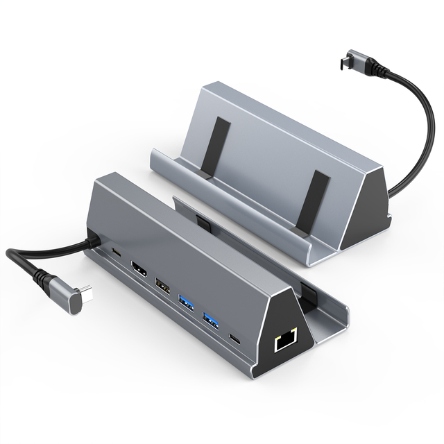7 in 1 90 Degrees Type C Multi-Function Rack USB HUB Supports PD 100W HDMI 4K RJ45 1000M Laptop Tablet Stand Docking Station