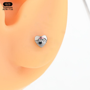 Heart Shape Titanium F136 <b>Earrings</b> 4mm x 3.8mm Minimalist Heartbeat Studs For Ear Cartilage Lip <b>Piercing</b> Jewelry Unisex - Product Image 4