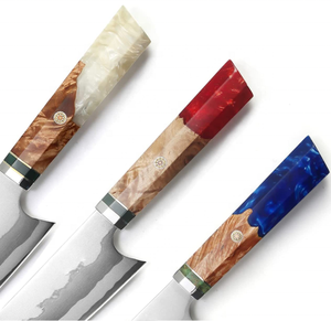 Couteau de cuisine japonais professionnel, couteau de chef pour viande et sushi, manche rouge grenade - Product Image 6