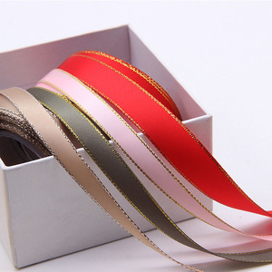 Cinta de 3mm-38mm para caja de regalo de decoración de Navidad Manual DIY, borde dorado y plateado, cinta Santin dorada/plateada en stock - Product Image 1