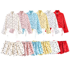 Veste décontractée à pois avec cordon de serrage Aoyema, short matelassé style motard, manteau décontracté vintage sexy à manches longues pour <span class=keywords><strong>femme</strong></span> - Product Image 2