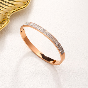Women Fashion Jewelry Full <b>Crystal</b> Luxury <b>Bracelet</b> Rhinestone Bangle Simple Stainless Steel Bangles - Product Image 2