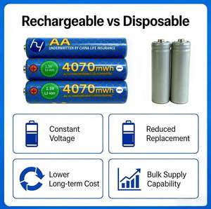 Bateria Recarregável OEM de Fábrica <span class=keywords><strong>AA</strong></span> AAA com Tecnologia Líquida, 1000 Ciclos, Cátodo LiNiMnCoO2, Longa Vida Útil, Suporte para Marca Personalizada - Product Image 2