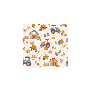 DAMAI - Platos, Vasos y Servilletas Desechables de Papel con Diseño de Granja Marrón para Fiestas de Cumpleaños con Temática de Cosecha Otoñal - Product Image 3