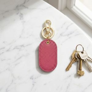 Porte-clés ovale en cuir PU gravable multicolore, breloque de sac minimaliste, cadeaux promotionnels - Product Image 2