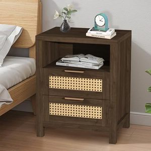 Imitation rattan bedside table, home bedroom, <b>small</b> apartment, simple solid wood storage <b>cabinet</b>, new creative shelf - Product Image 1