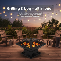 Barbecue portable multifonctionnel NFS au charbon de bois, avec revêtement en poudre, pour extérieur et cour, double usage