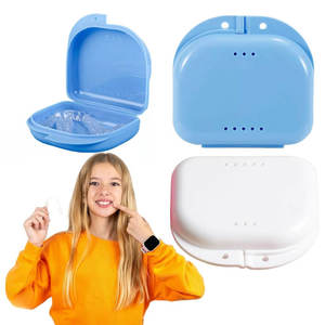 Cao cấp thông gió nha khoa trường hợp lưu giữ Mouthguard aligner chủ vệ sinh du lịch hộp W lỗ BPA miễn phí (màu xanh) - Product Image 5