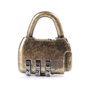 Mini Combination Padlock Zinc Alloy Resettable 3 Digit Bag Lock Travel <b>Security</b> Lock Solid Color Mixed Print Design - Product Image 3