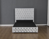 Cadre de lit de rangement capitonné en velours gris moderne Willsoon avec tiroirs - Meubles de lit ottoman capitonnés de luxe pour chambre à coucher